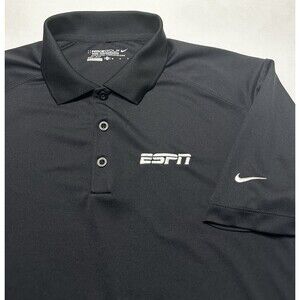 ESPN Nike Golf Tour Performance Polo Shirt Mens Size Medium Black Dri-FIT